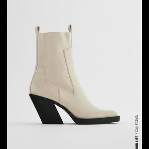 Zara heeled square toe cowboy ankle boots